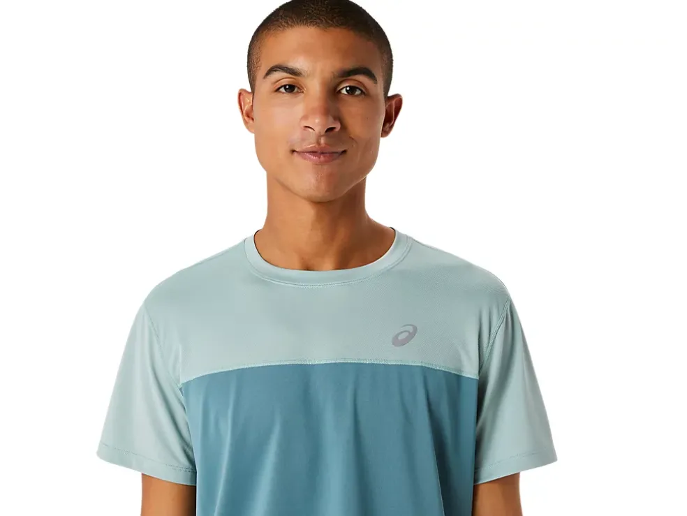 Fashion ASICS MEN RACE SHORT SLEEVE TOP Ocean Haze/Foggy Teal