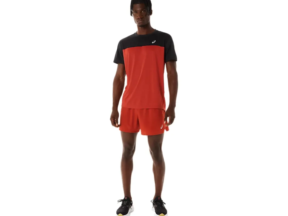 Cheap ASICS MEN RACE SHORT SLEEVE TOP Performance Black/Spice Latte