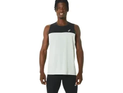 Cheap ASICS MEN RACE SINGLET Performance Black/Light Sage