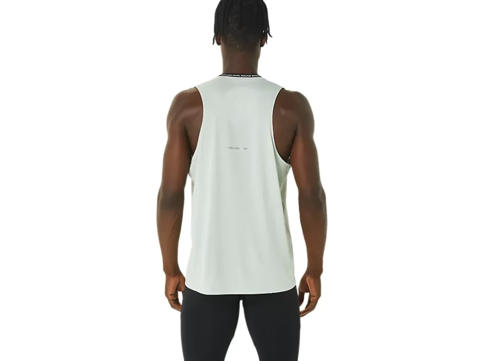 Cheap ASICS MEN RACE SINGLET Performance Black/Light Sage