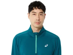Outlet ASICS MEN READY-SET HALF ZIP Velvet Pine/New Leaf