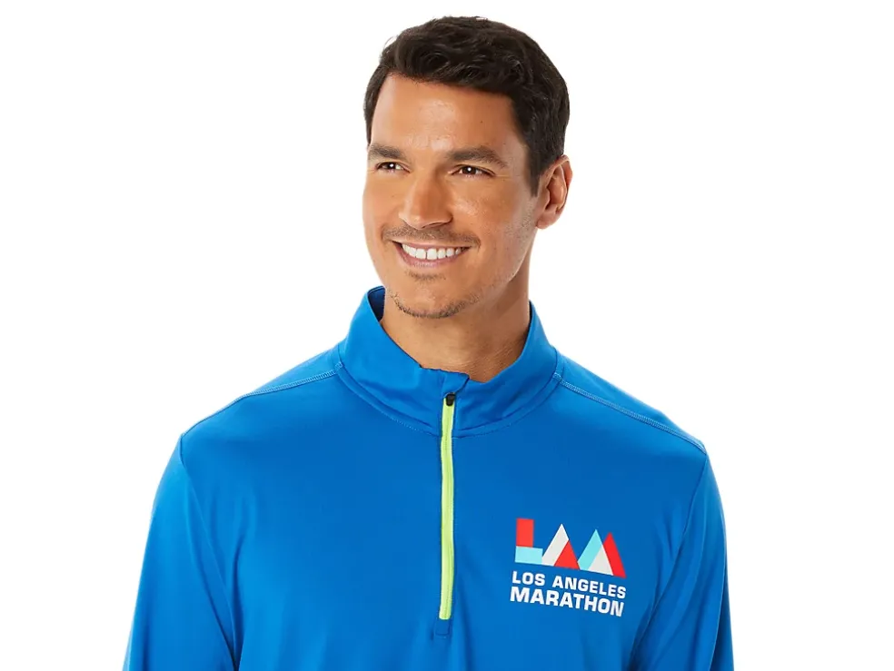 New ASICS MEN READY-SET HALF ZIP LAM Lake Drive/Hazard Green