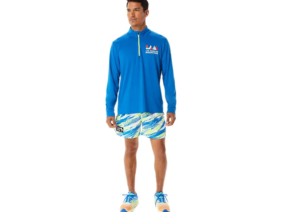 New ASICS MEN READY-SET HALF ZIP LAM Lake Drive/Hazard Green