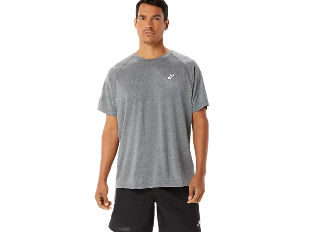 Discount ASICS MEN READY-SET LYTE SHORT SLEEVE Dark Grey Heather