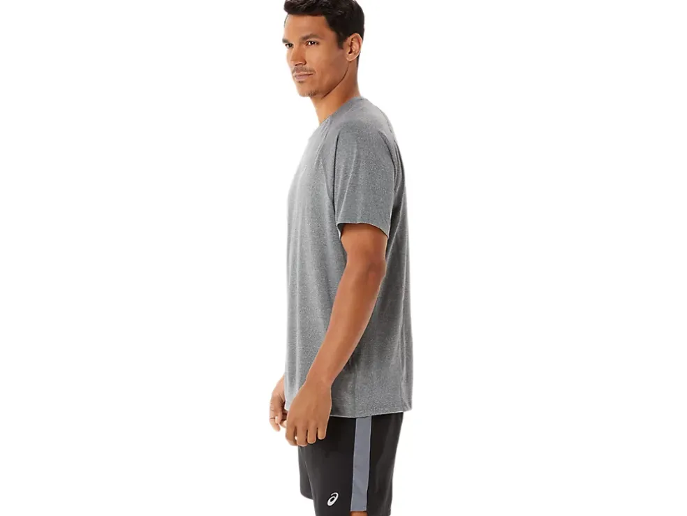 Discount ASICS MEN READY-SET LYTE SHORT SLEEVE Dark Grey Heather