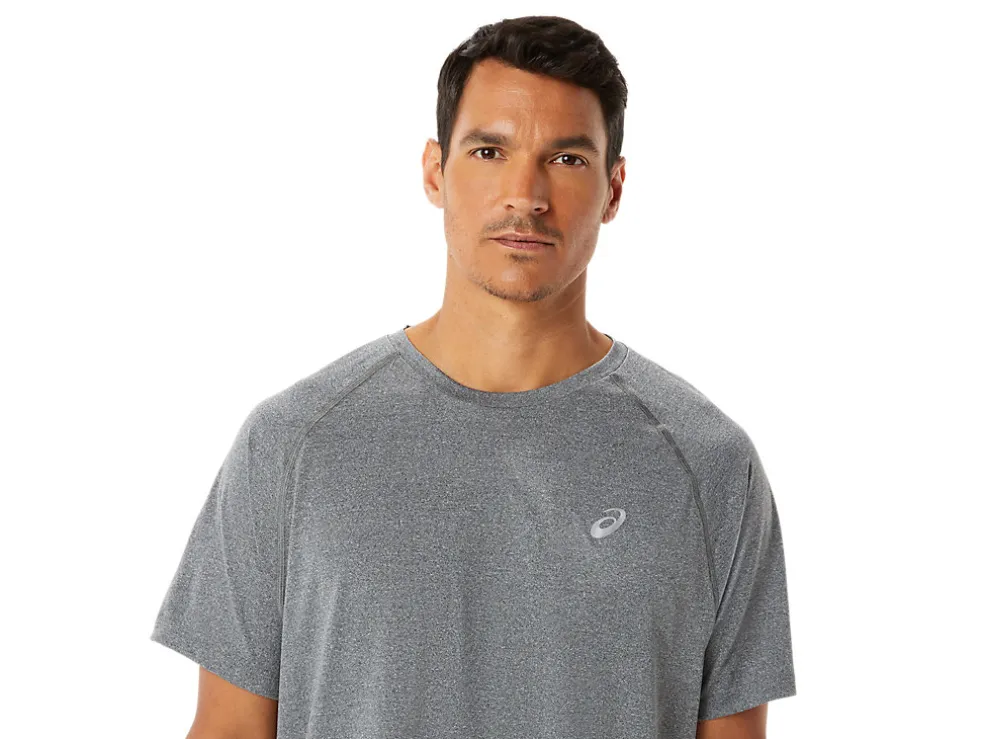 Discount ASICS MEN READY-SET LYTE SHORT SLEEVE Dark Grey Heather