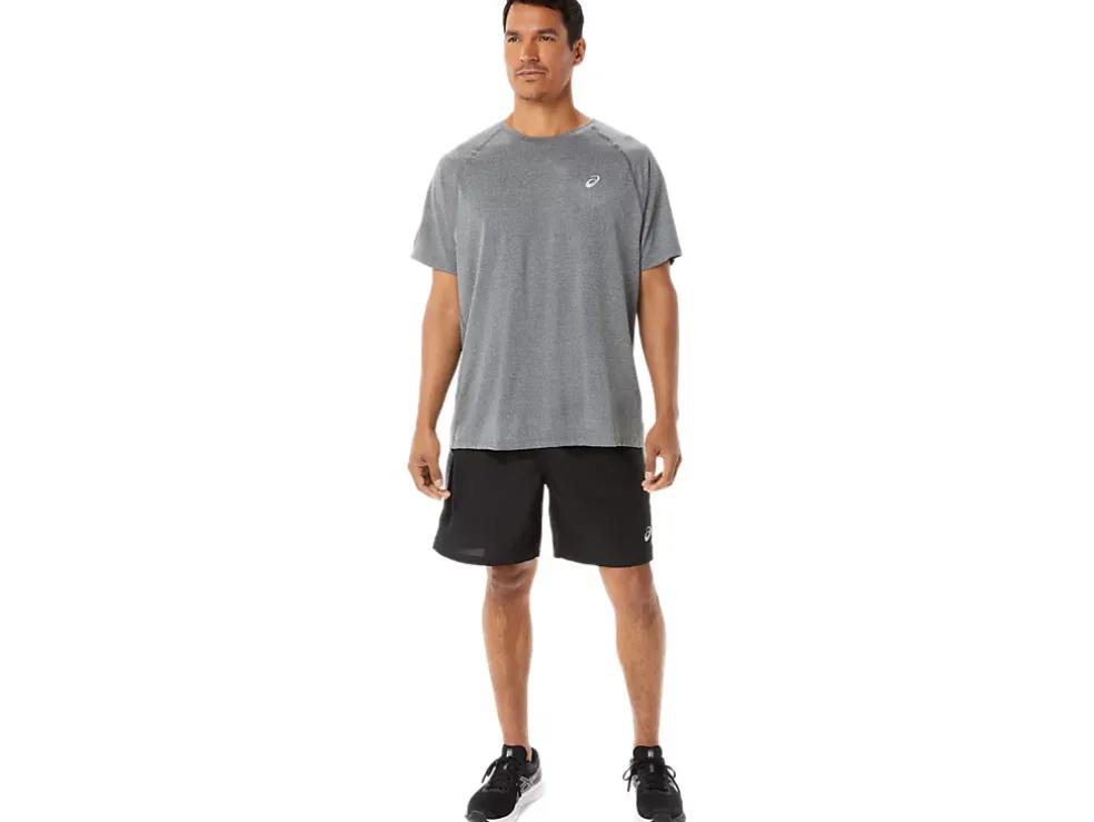 Discount ASICS MEN READY-SET LYTE SHORT SLEEVE Dark Grey Heather