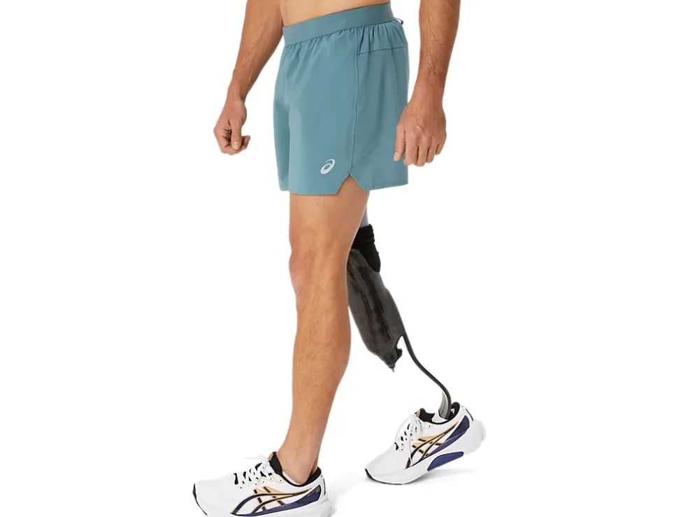 Discount ASICS MEN ROAD 5IN SHORT Foggy Teal