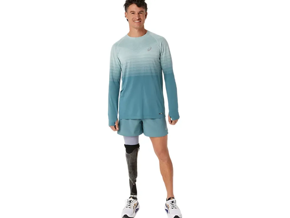 Discount ASICS MEN ROAD 5IN SHORT Foggy Teal
