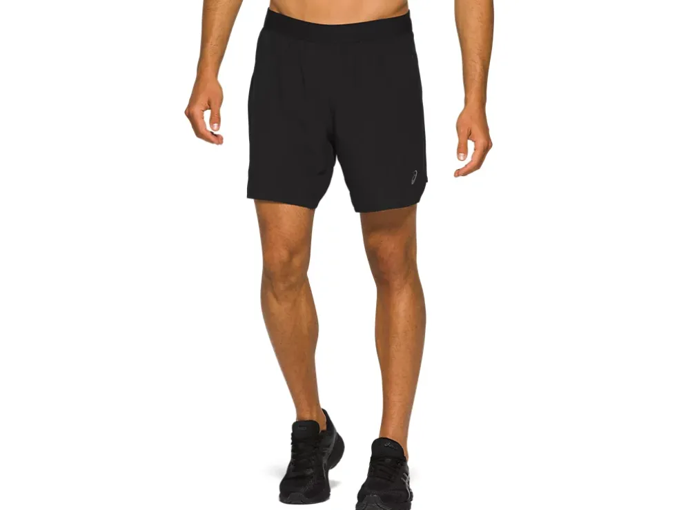 New ASICS MEN ROAD 2-N-1 7IN SHORT Performance Black