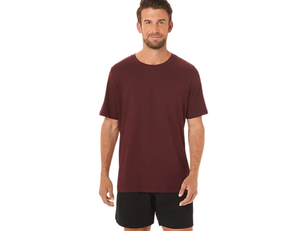 Store ASICS MEN SHORT SLEEVE HTHR TECH TOP Deep Mars Heather