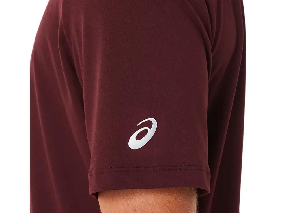 Store ASICS MEN SHORT SLEEVE HTHR TECH TOP Deep Mars Heather