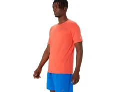 Discount ASICS MEN SHORT SLEEVE HTHR TECH TOP Red Snapper Heather