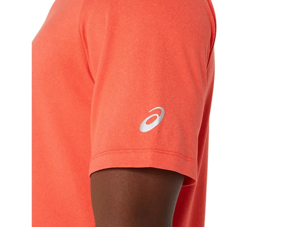 Discount ASICS MEN SHORT SLEEVE HTHR TECH TOP Red Snapper Heather