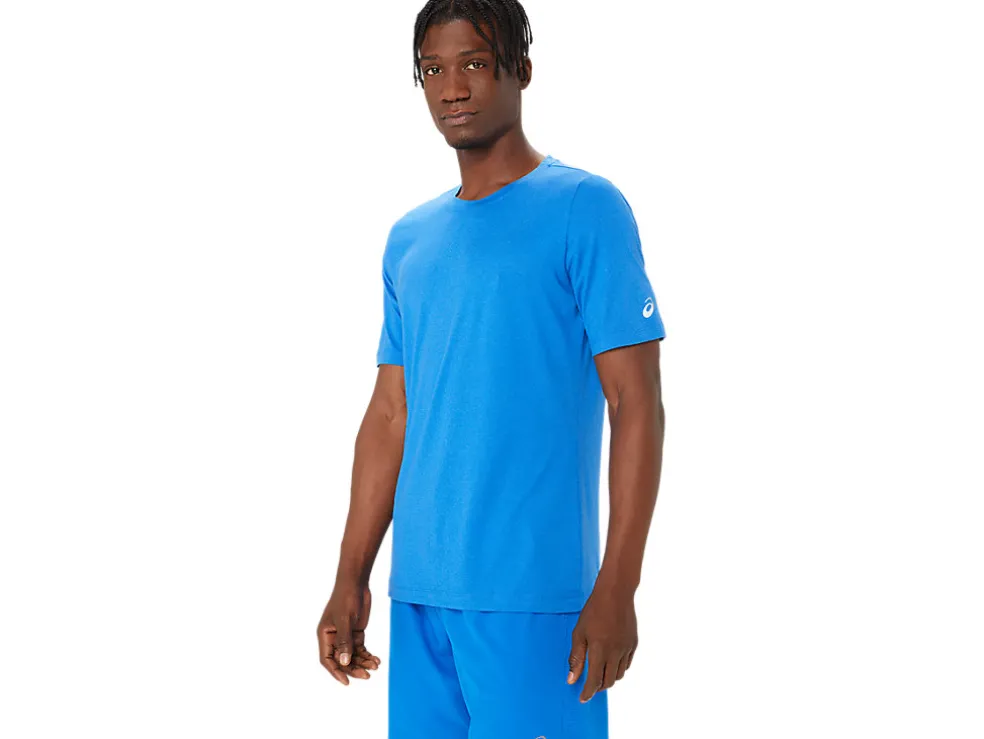 Online ASICS MEN SHORT SLEEVE HTHR TECH TOP Tuna Blue Heather