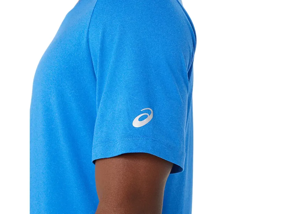 Online ASICS MEN SHORT SLEEVE HTHR TECH TOP Tuna Blue Heather
