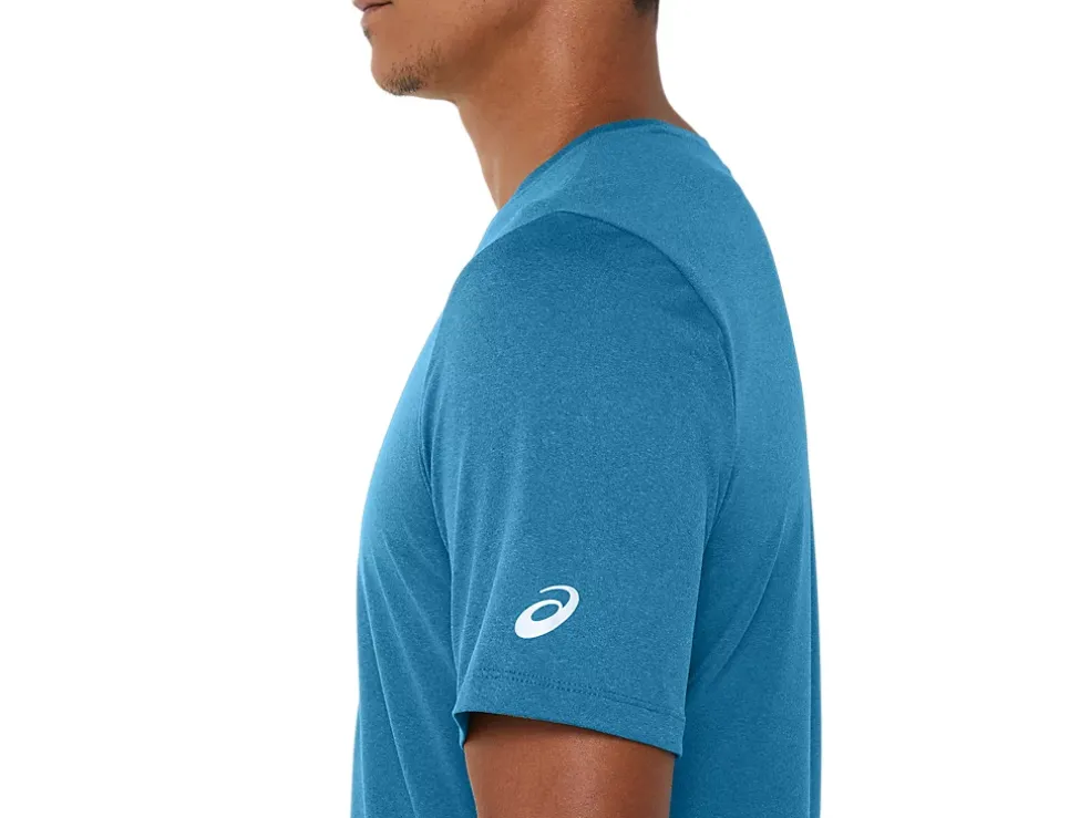 Fashion ASICS MEN SHORT SLEEVE HTHR TECH TOP Island Blue Heather