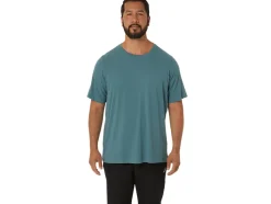 New ASICS MEN SHORT SLEEVE HTHR TECH TOP Foggy Teal Heather
