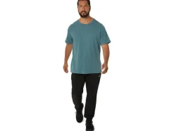 New ASICS MEN SHORT SLEEVE HTHR TECH TOP Foggy Teal Heather