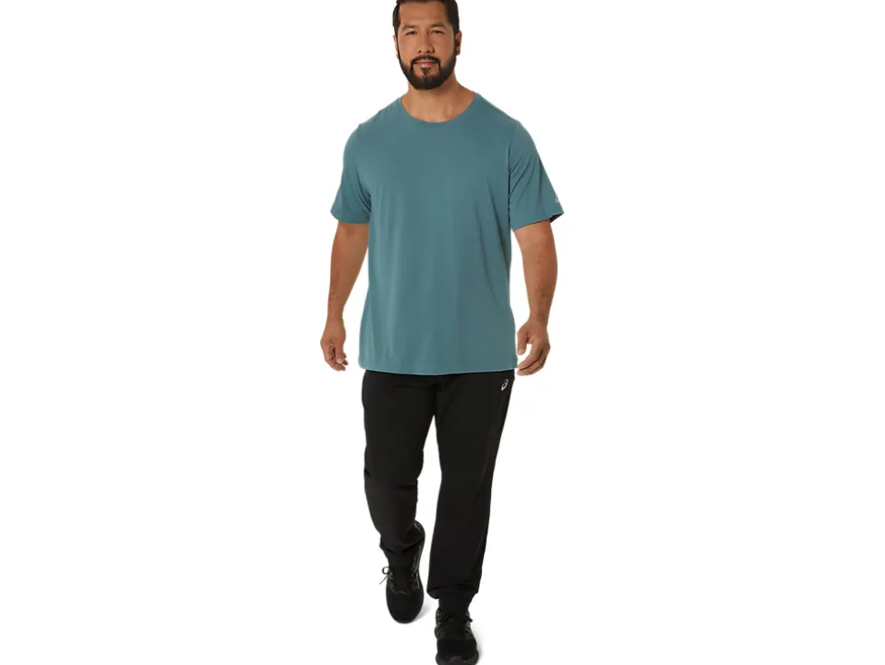 New ASICS MEN SHORT SLEEVE HTHR TECH TOP Foggy Teal Heather