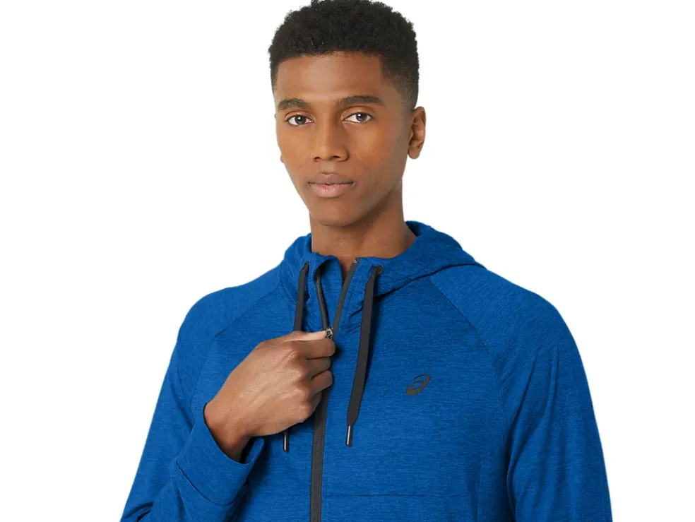 Fashion ASICS MEN TECH FZ HOODIE 2.0 Tuna Blue Spacedye