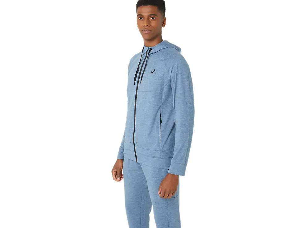Store ASICS MEN TECH FZ HOODIE 2.0 Steel Blue Spacedye
