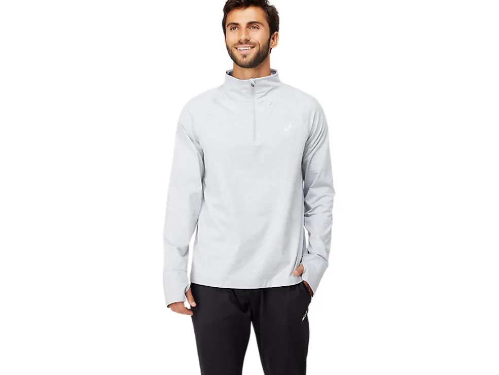 Hot ASICS MEN THERMOPOLIS QUARTER ZIP Light Grey Heather