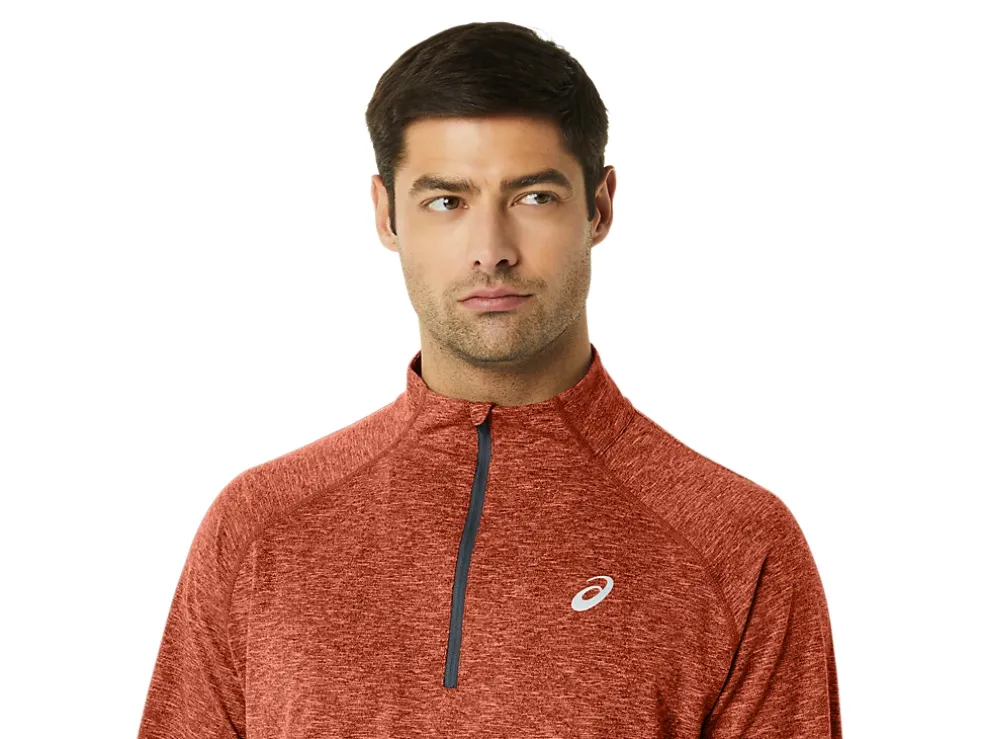 Shop ASICS MEN TRAIN SANA 1/2 ZIP Spice Latte Heather