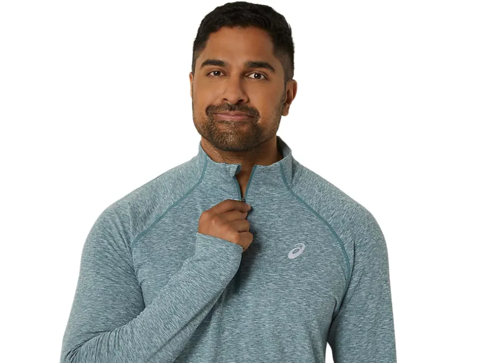 Best ASICS MEN TRAIN SANA 1/2 ZIP Foggy Teal Heather