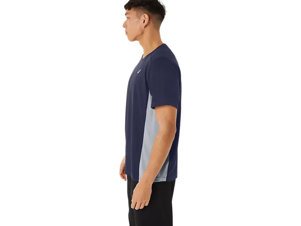 Fashion ASICS MEN TRAIN SANA SHORT SLEEVE Peacoat/Sheet Rock