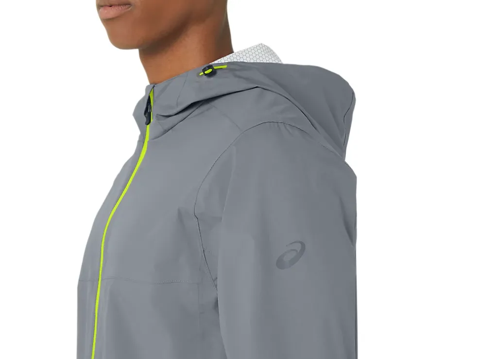 Clearance ASICS MEN WATERPROOF JACKET Sheet Rock/Lime Zest