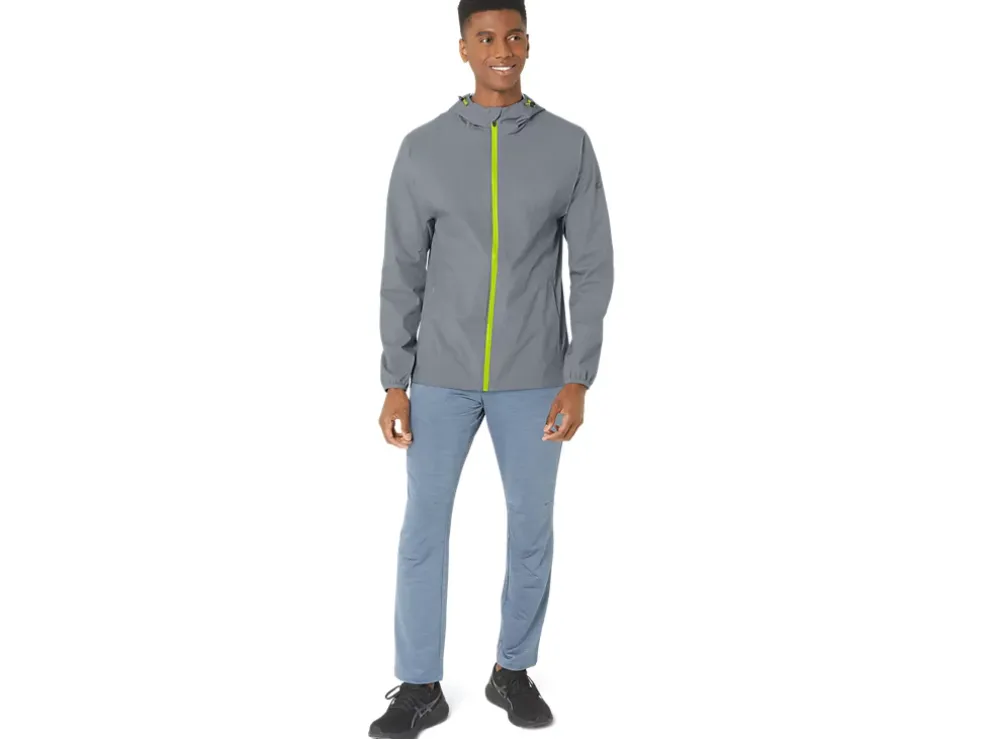 Clearance ASICS MEN WATERPROOF JACKET Sheet Rock/Lime Zest
