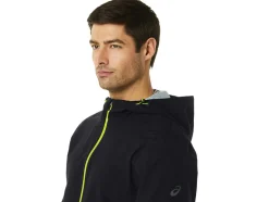 Cheap ASICS MEN WATERPROOF JACKET Performance Black/Lime Zest
