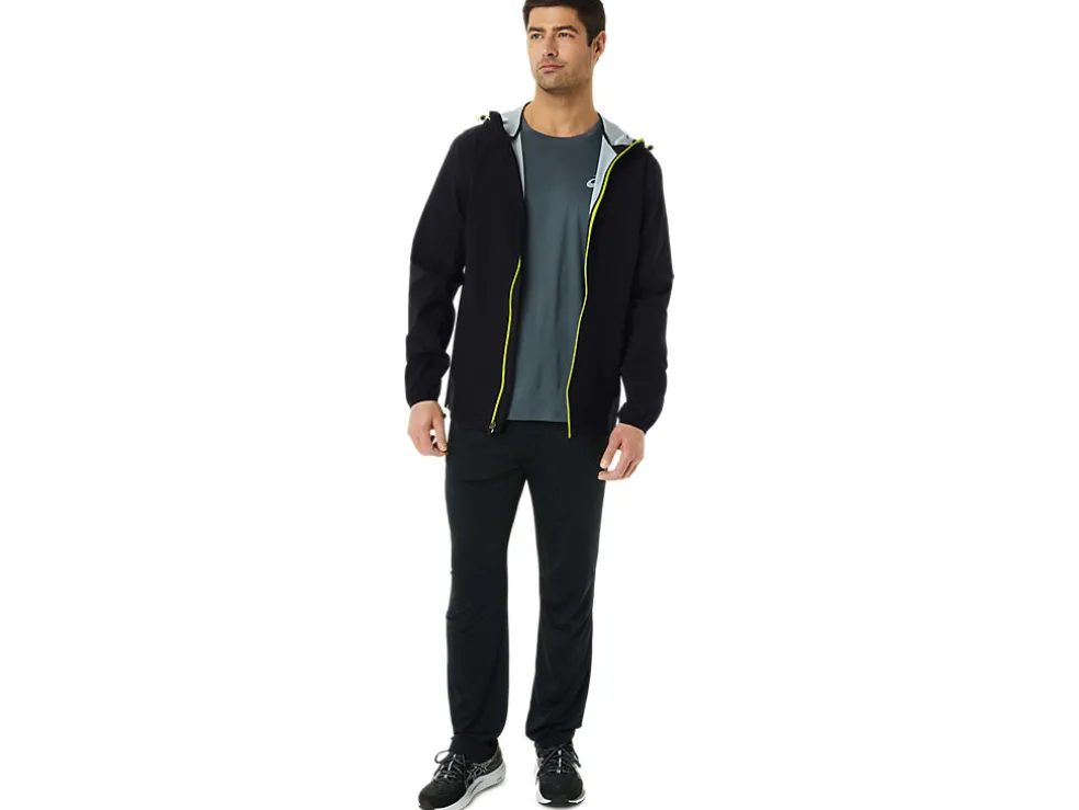 Cheap ASICS MEN WATERPROOF JACKET Performance Black/Lime Zest