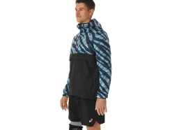 Clearance ASICS MEN WILD CAMO ANORAK Azure/Performance Black