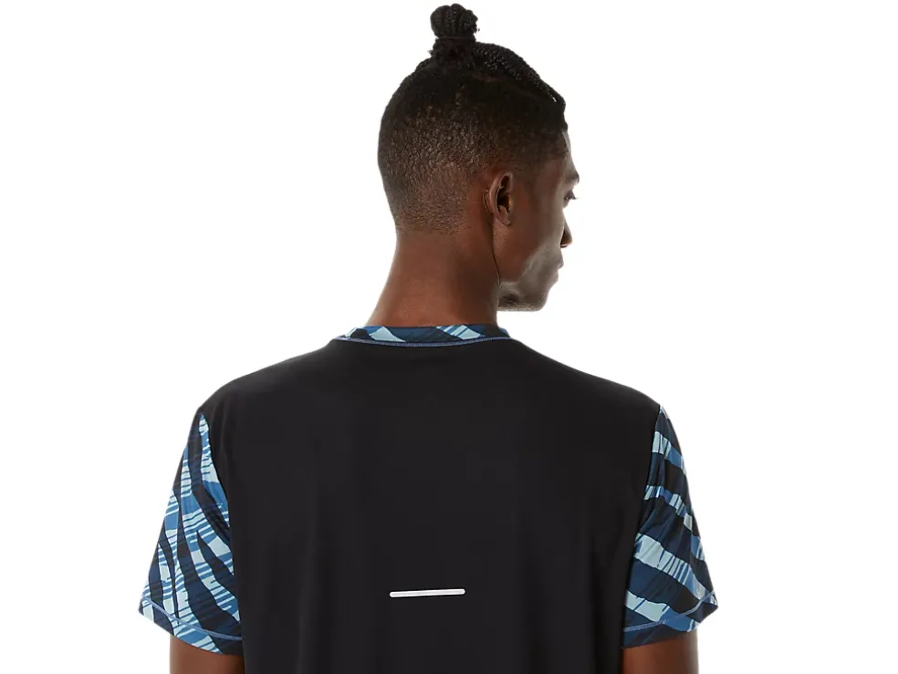 Best ASICS MEN WILD CAMO SHORT SLEEVE TOP Azure/Performance Black