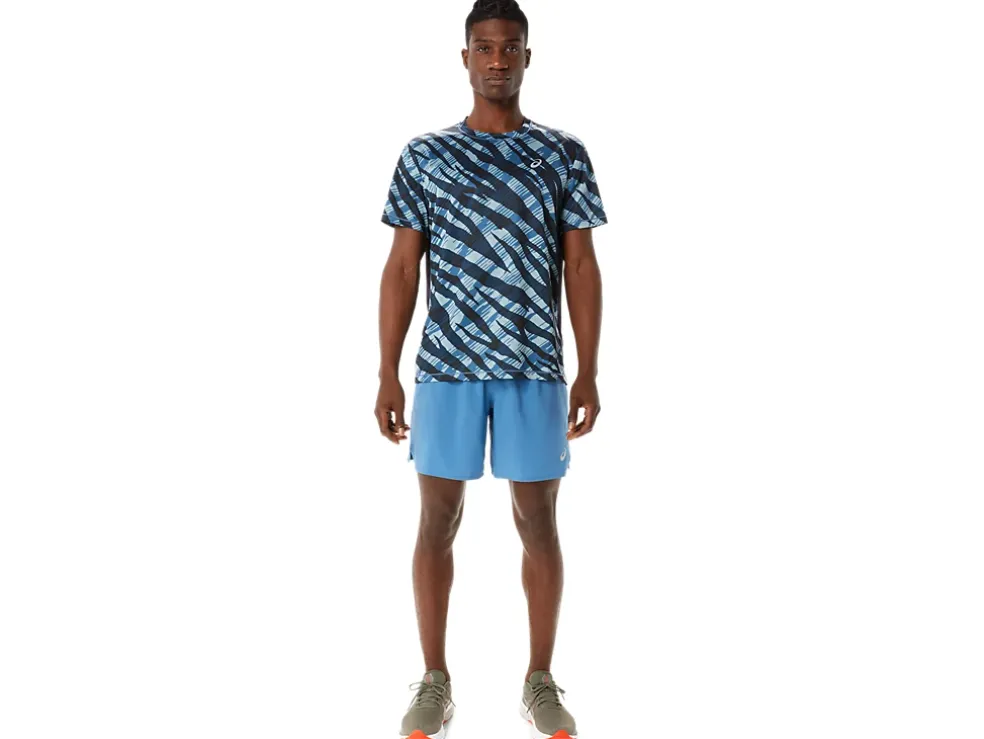Best ASICS MEN WILD CAMO SHORT SLEEVE TOP Azure/Performance Black