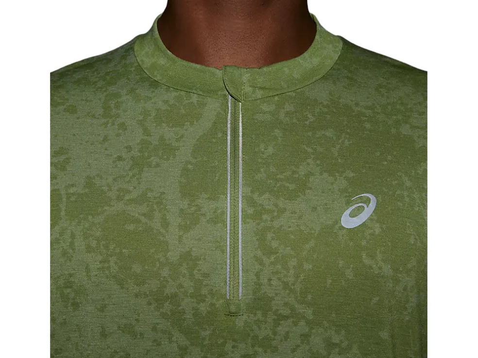 Discount ASICS METARUN PATTERN 1/2 ZIP SHORT SLEEVE TOP Cactus