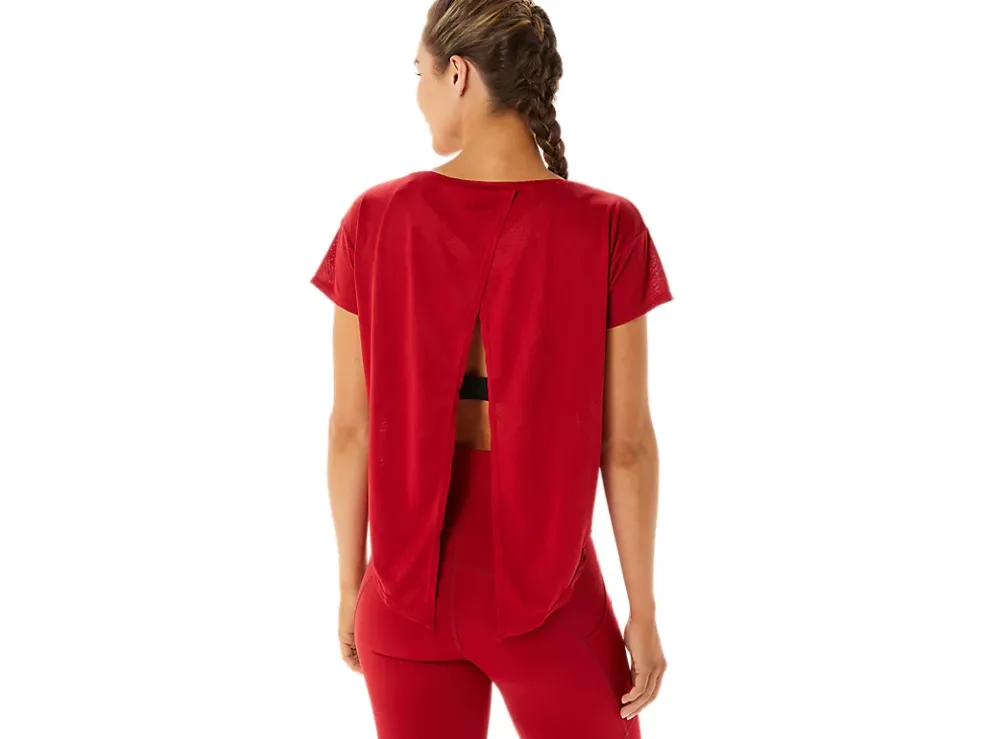 Best Sale ASICS MOVEKOYO JACQUARD SHORT SLEEVE TOP Cranberry