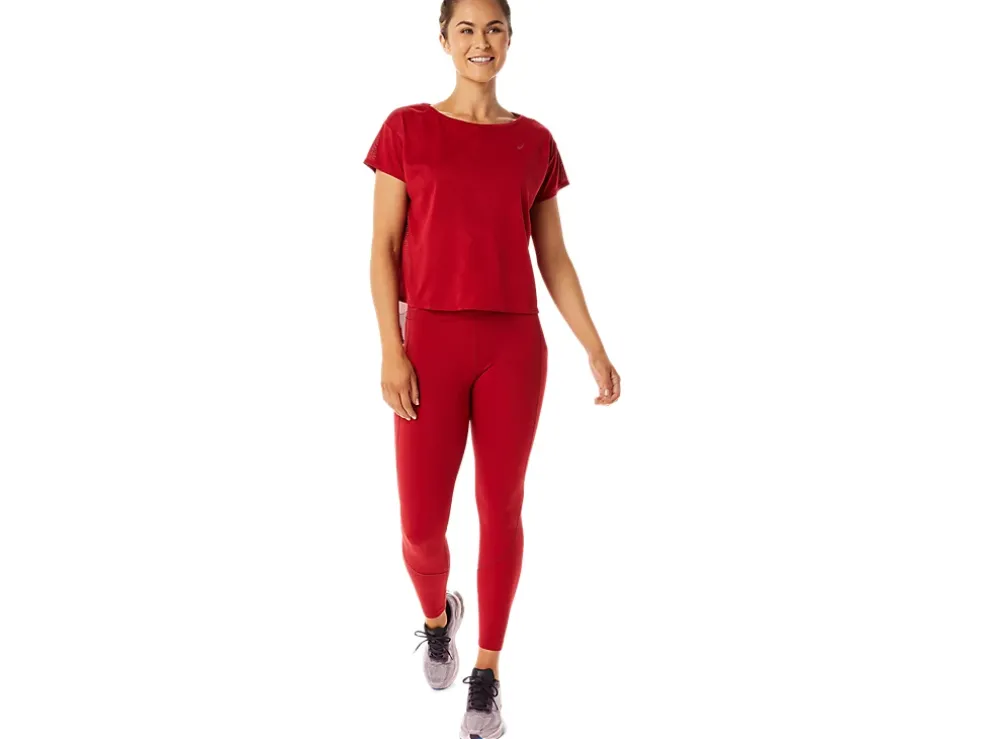 Best Sale ASICS MOVEKOYO JACQUARD SHORT SLEEVE TOP Cranberry