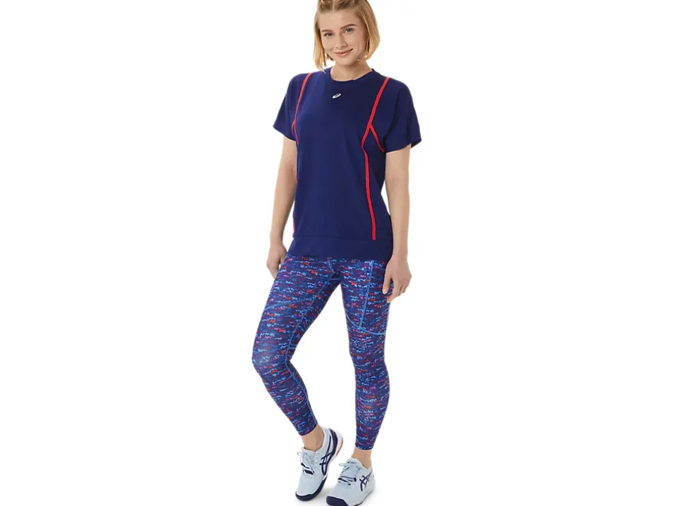 Best Sale ASICS NEW STRONG 92 SHORT SLEEVE TOP Dive Blue/Red Alert