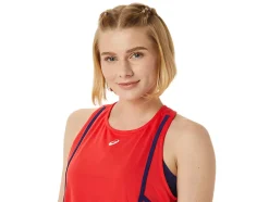 Discount ASICS NEW STRONG 92 TANK Red Alert/Dive Blue