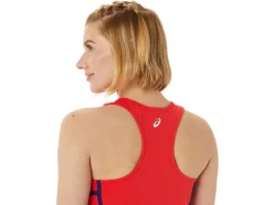 Discount ASICS NEW STRONG 92 TANK Red Alert/Dive Blue
