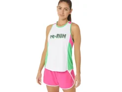 Clearance ASICS NEW STRONG rePURPOSED RUN SINGLET White/Track/Pink Glo