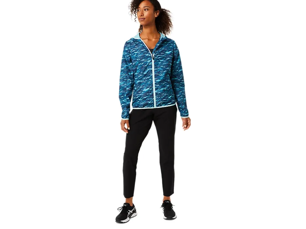 Best ASICS PACKABLE JACKET Teal Print/Fresh Ice