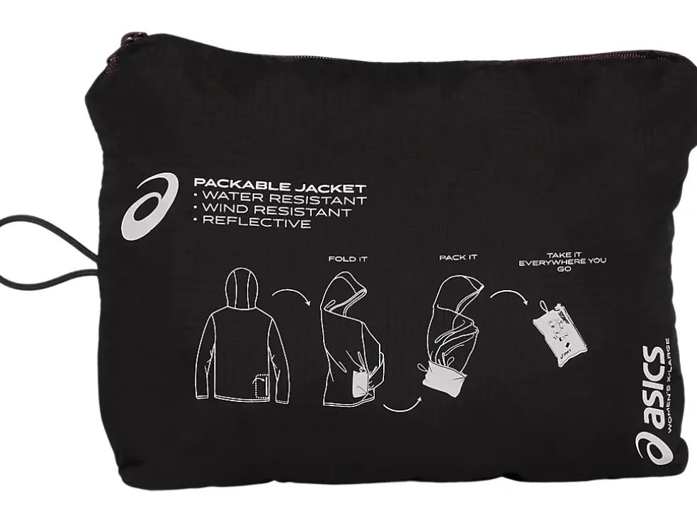 Store ASICS PACKABLE JACKET Performance Black/Deep Plum