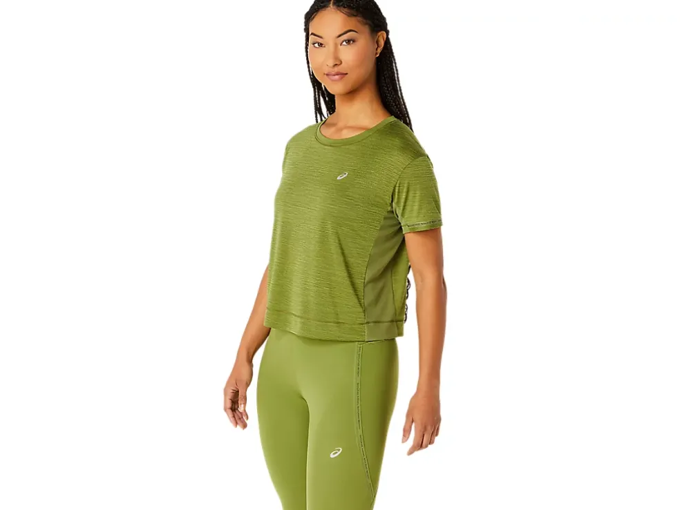 Hot ASICS RACE CROP TOP Cactus/Mantle Green
