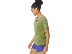Sale ASICS RACE V-NECK SHORT SLEEVE TOP Cactus/Mantle Green