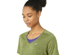 Sale ASICS RACE V-NECK SHORT SLEEVE TOP Cactus/Mantle Green