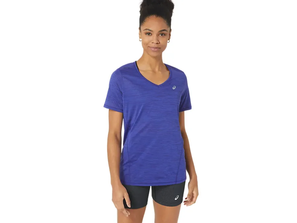 Best Sale ASICS RACE V-NECK SHORT SLEEVE TOP Eggplant/Night Shade